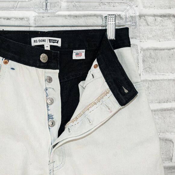 RE/DONE x Levi's size 24 2-Tone Black White Denim Jeans Vintage stained - Picture 4 of 10